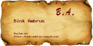 Bink Ambrus névjegykártya